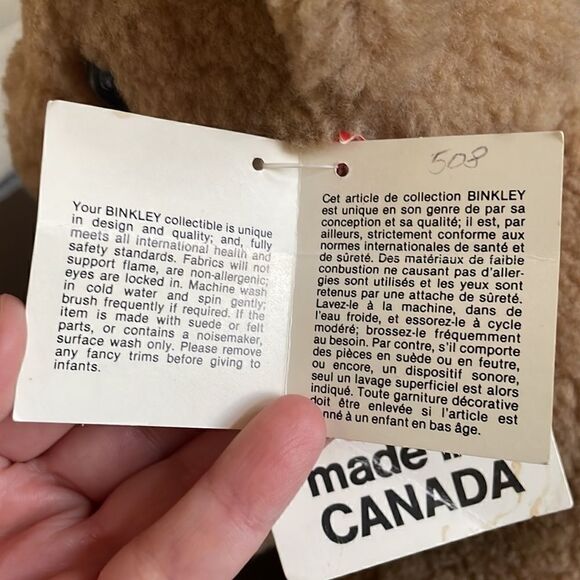 Binkley the Bear Classic Teddy Bear Hand Puppet NWT Vintage Teddy Bear Puppet - Picture 10 of 10
